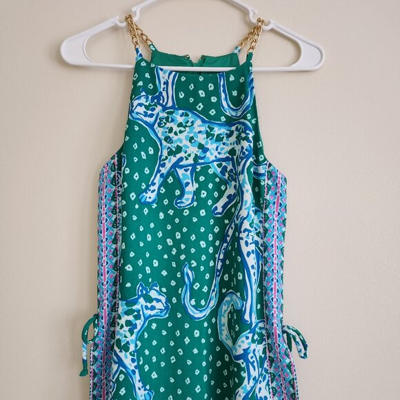 Lilly Pulitzer Green and Blue Animal Print Dress - Picture 2 of 4